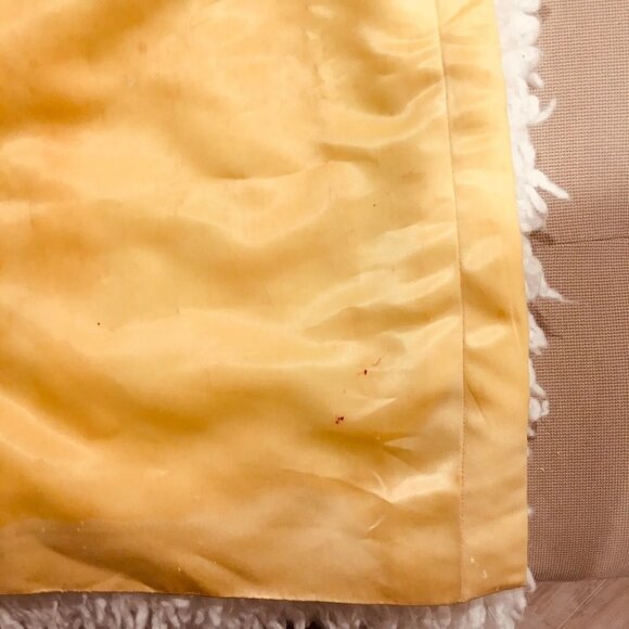 UNBRANDED Hand-Made Vintage 60s Green Lace Yellow Satin Beaded Fitted Dress XXS - Picture 14 of 14